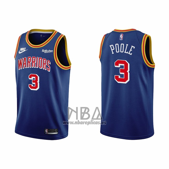 Camiseta Golden State Warriors Jordan Poole NO 3 75th Anniversary Azul